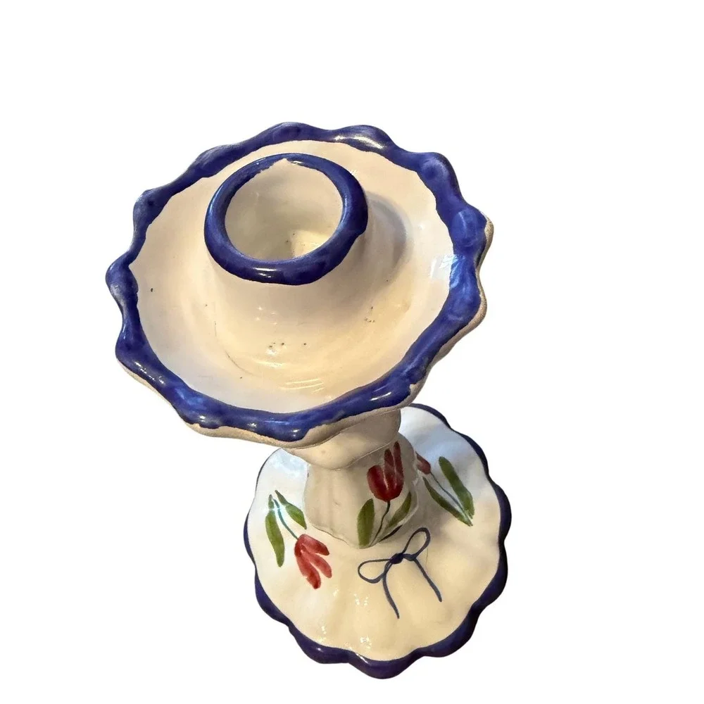 2 Hand Painted‎ Italian Ceramic Candle Holders 9